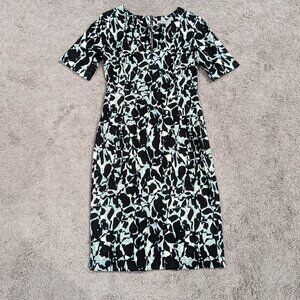Great Plains London Dress Size Small Black Blue White Short Sleeve‎ Sheath